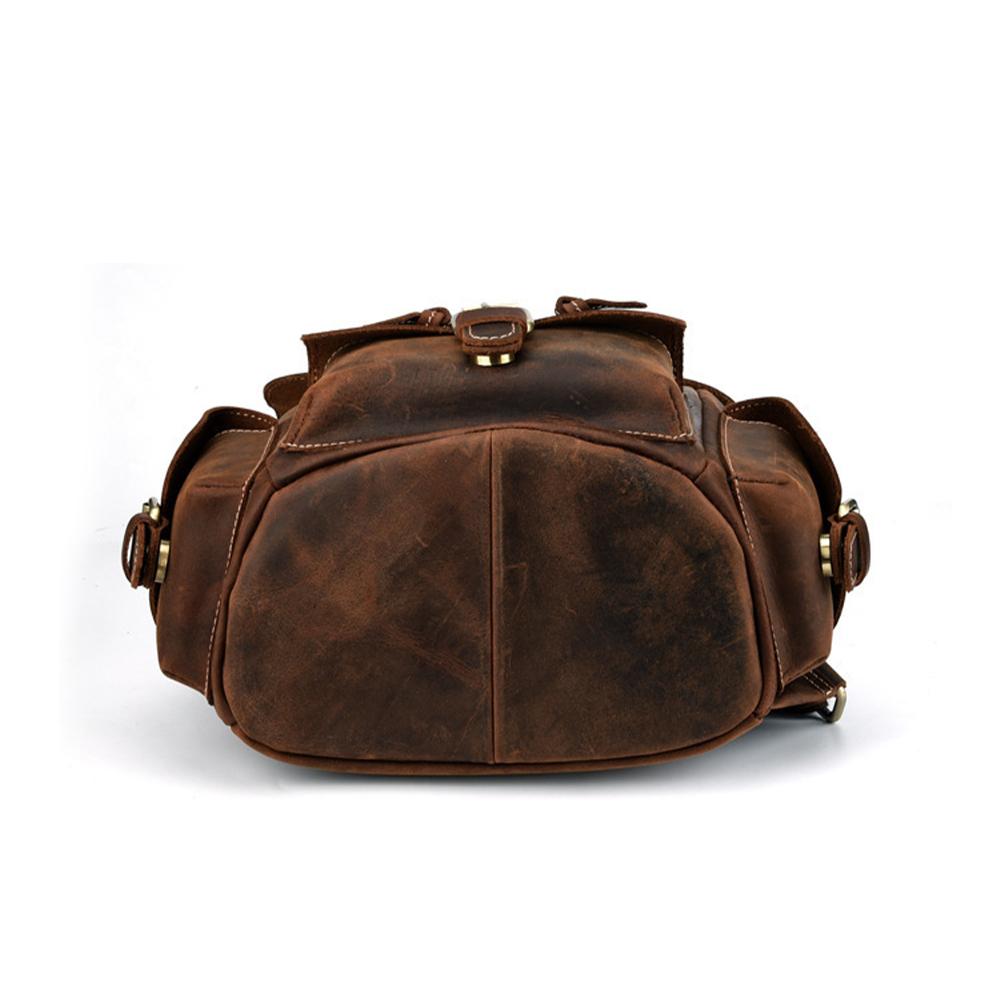 Handmade Pockets Leather School Backpack