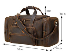 Load image into Gallery viewer, Brown Leather Travel Weekender Bag with Front Pocket

