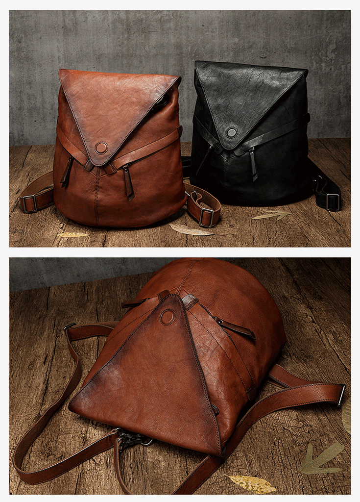 Classic Leather Convertible Backpack Bag