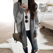 Load image into Gallery viewer, Oversized Grey Checkered Long Cardigan Sweater
