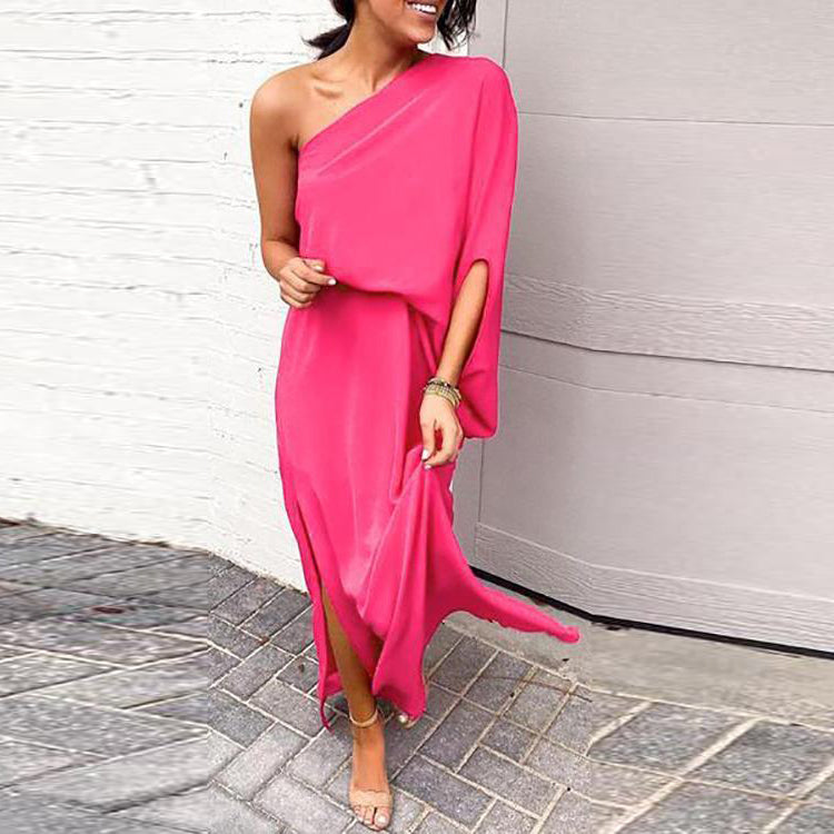 Pink One Shoulder Slit Maxi Dress Regular price