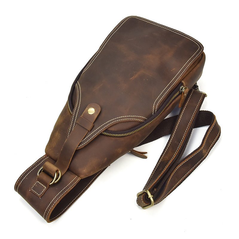 Brown Leather Crossbody Bags for Men Sling Backpack