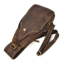 Load image into Gallery viewer, Brown Leather Crossbody Bags for Men Sling Backpack

