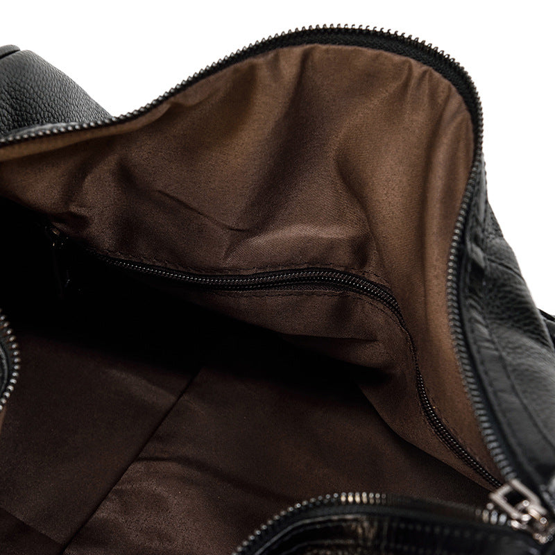 Coffee Men Leather Duffel Bag Large Crazy Horse Leather Travel Bag With Shoe Compartment