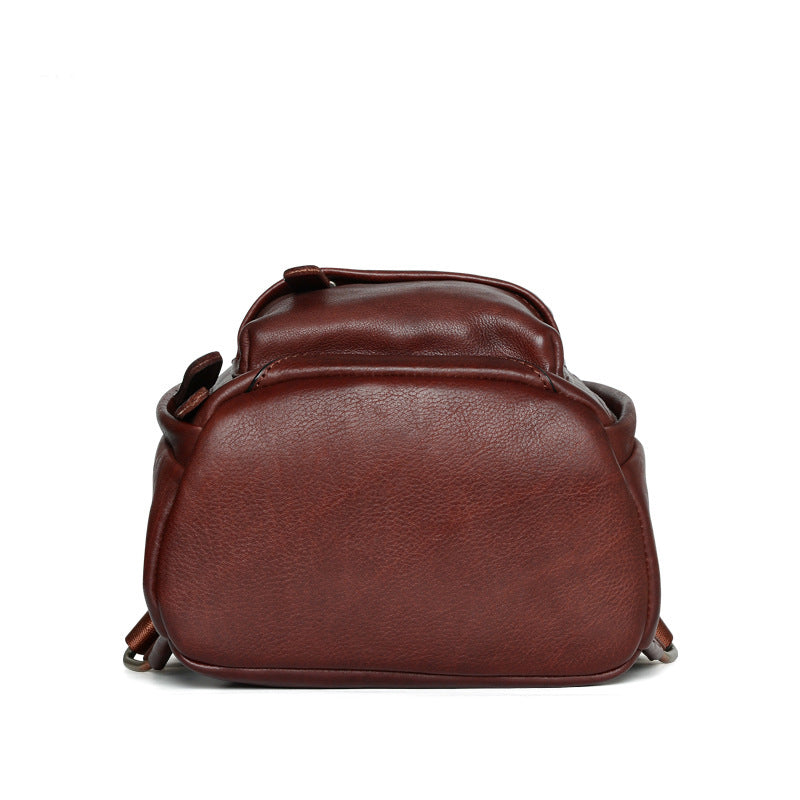 Vintage Ladies Mini Brown Leather Backpack Purse Small Leather Backpacks for Women