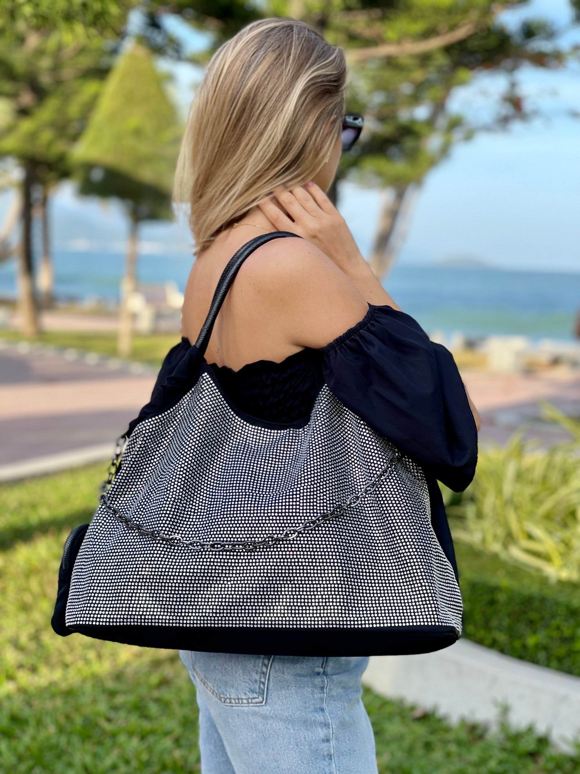 Bling Sparkling Crystals Rhinestone Evening Bag Tote