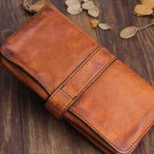 Load image into Gallery viewer, Handmade Leather Cool Long Leather Wallet Bifold Clutch Wallet
