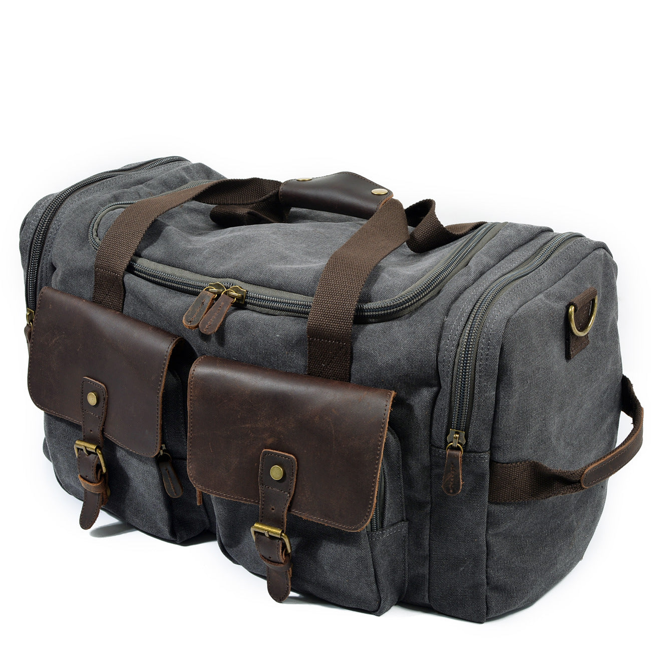 Casual Men's Large Storage Leather Canvas Travel Weekender Duffel Bag