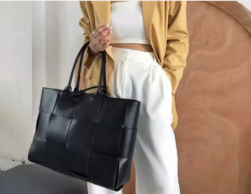 Large Woven Leather Tote Bag