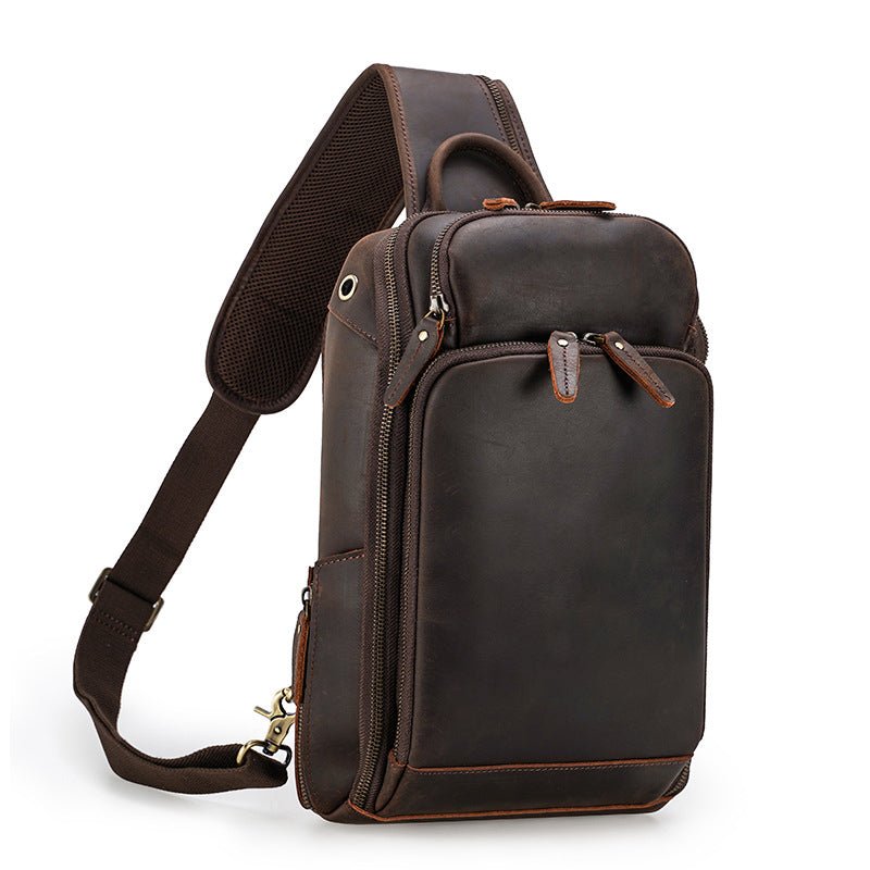 Crossbody Trip Chest Leather Sling Bag for Men