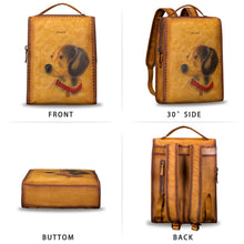 Load image into Gallery viewer, Art Leather Backpack Hand Painted Handmade Satchel Casual Daypack
