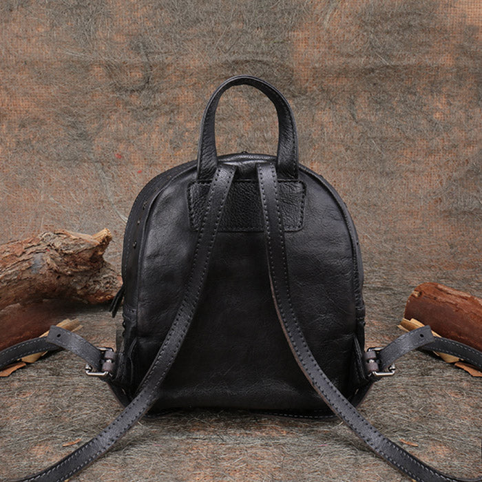 Small Rivets Leather Backpack Purse for Women