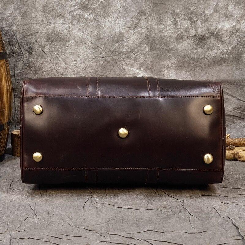 Burgundy Simple Travel Weekender Leather Duffel Bag
