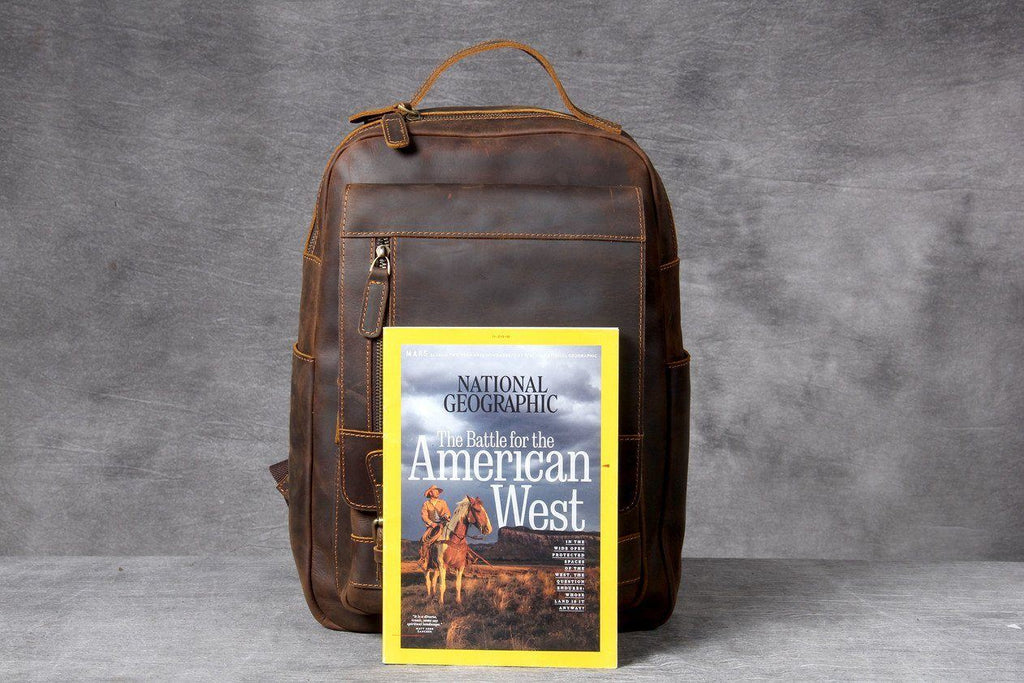 Large Handmade Leather School Backpack