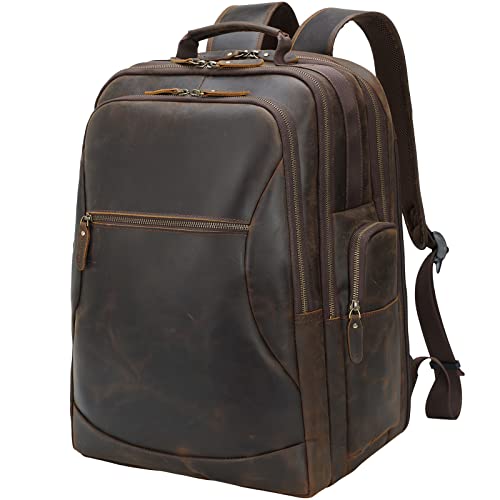 Extra Large Full Grain Leather 17.3" Laptop School Backpack
