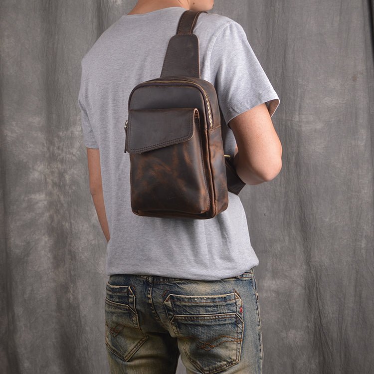 Mens Shoulder Crossbody Leather Sling Bag