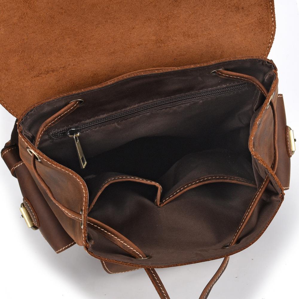Handmade Pockets Leather School Backpack