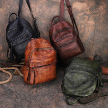 Load image into Gallery viewer, Vintage Leather Rucksack Womens Vintage School Backpacks Leather Backpack Purse

