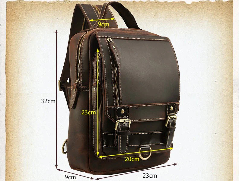 Mens Convertible Leather School Backpack Sling Bag