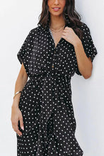 Load image into Gallery viewer, Polka Dot Tie Front Midi Shirt Dress
