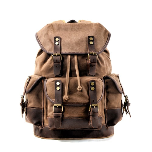 Large Travel Waxed Canvas Outdoor Laptop Backpack