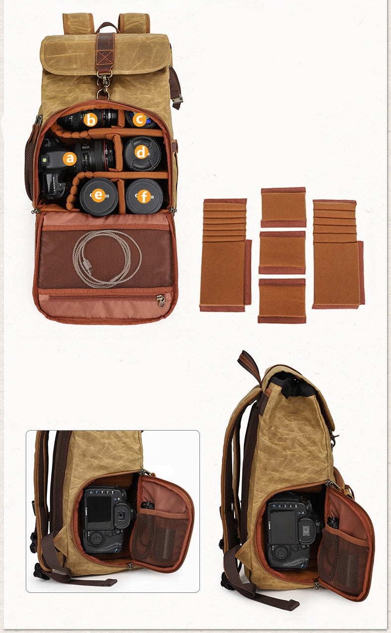 Waterproof Canvas Camera Backpack Photography Bag