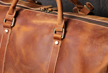 Load image into Gallery viewer, Classic Leather Duffel Bag with Shoes Compartment Travel Weekender Bag
