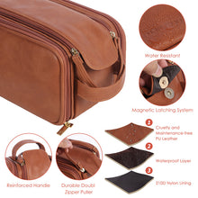 Load image into Gallery viewer, Groomsmen Gift Toiletry Bag, Vegan Leather Dopp Kit, Water-Resistant Bathroom Toiletries Organizer, PU Leather Cosmetic Bags, Christmas Gift
