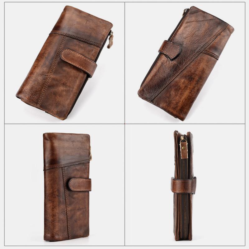 Full Grain Leather Wallet Distressed Trifold Purse Anniversary Gift  For Women