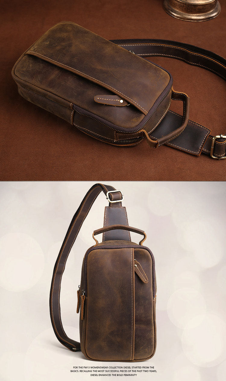 Leather Small Sling Bag for Men