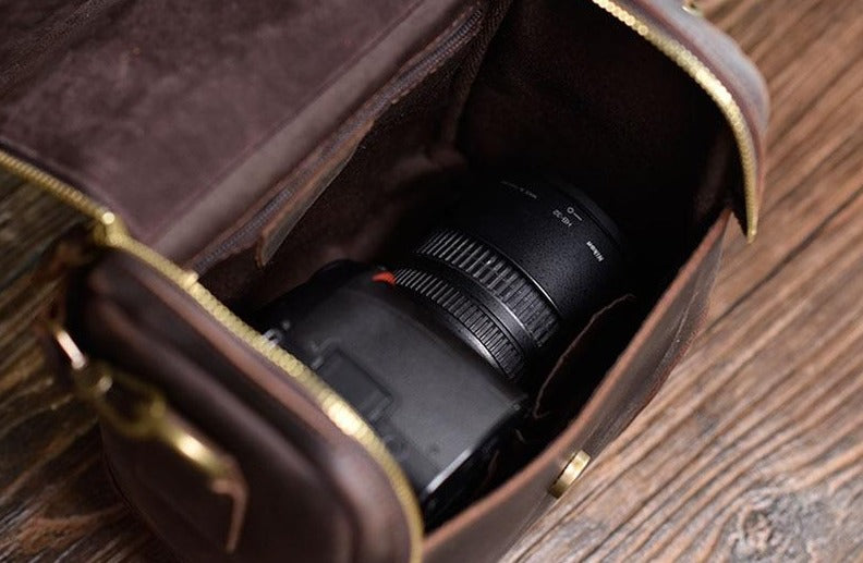 Small Leather Camera Bag - Leather Camera Lens Case