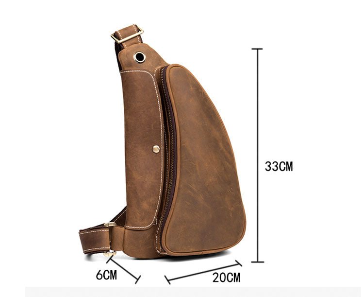 Vintage Crazy Horse Leather Mens Sling Bag