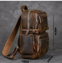 Load image into Gallery viewer, Handmade Brown Leather School Backpack

