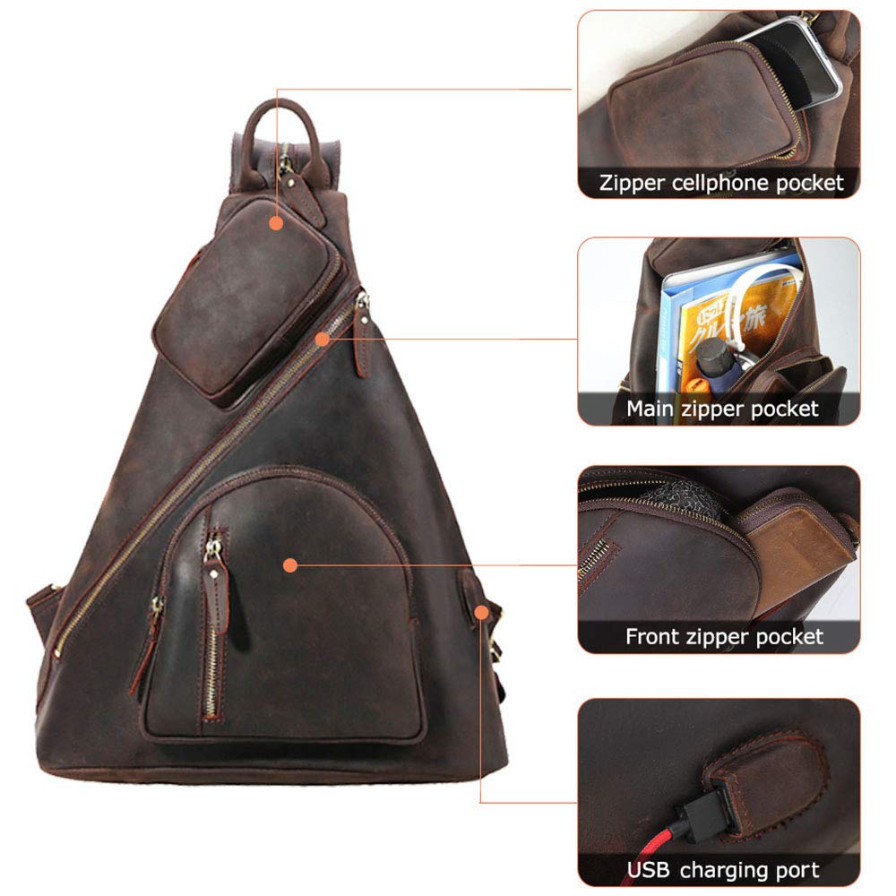 Casual Outdoor Sling Bag Backpack with USB Charging Port