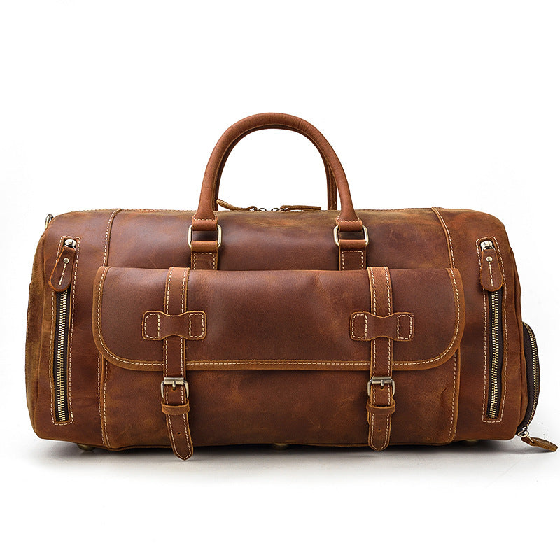 Vintage Men Leather Travel Weekender Duffel Bag