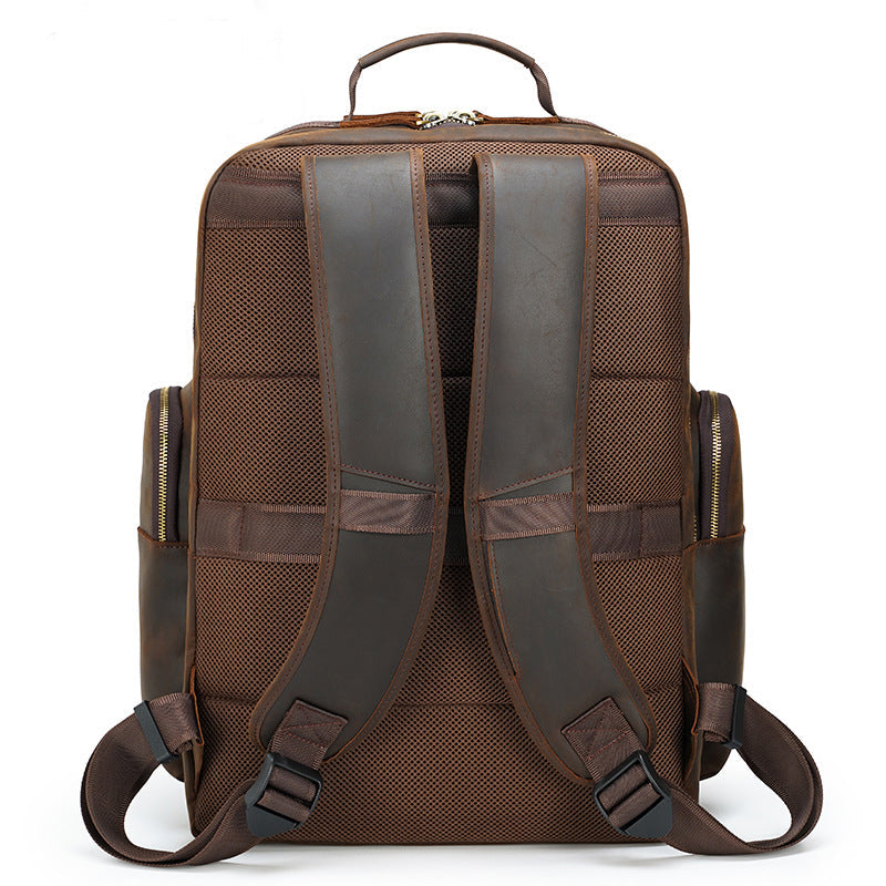 Extra Large Full Grain Leather 17.3" Laptop School Backpack