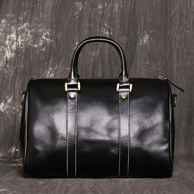 Handmade Natural Crazy Horse Leather Small Men's Travel Bags