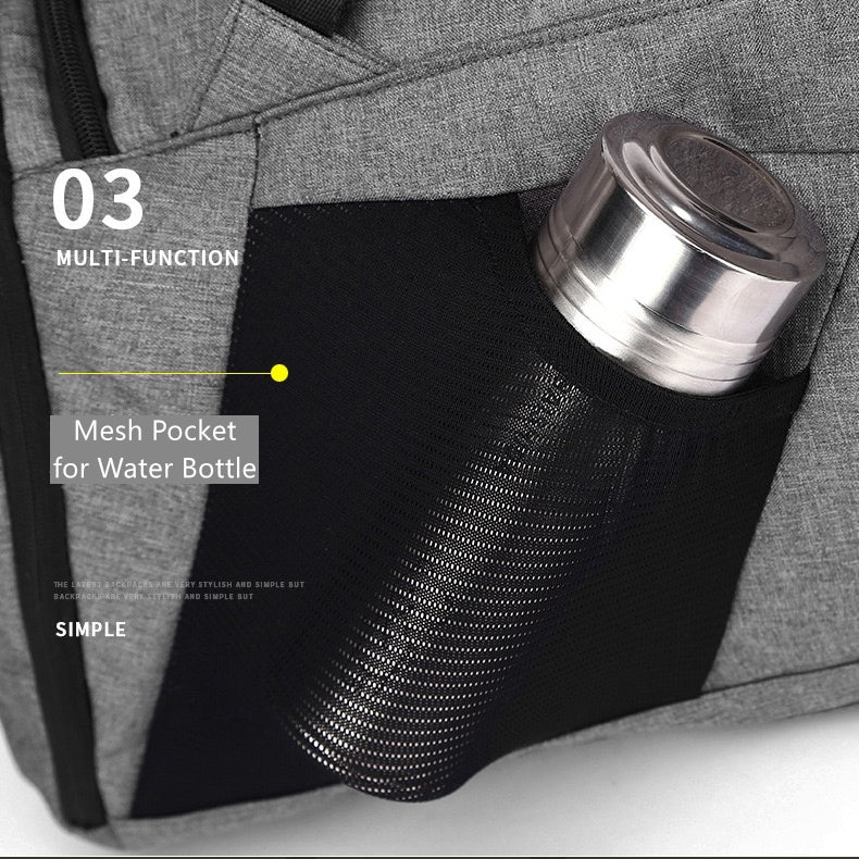 Grey Backpack Duffle Bag Canvas Sports Travel Weekend Bag