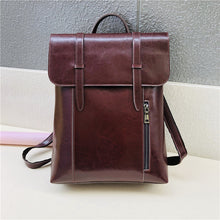 Load image into Gallery viewer, Coffee Zipper Leather Backpack for Women
