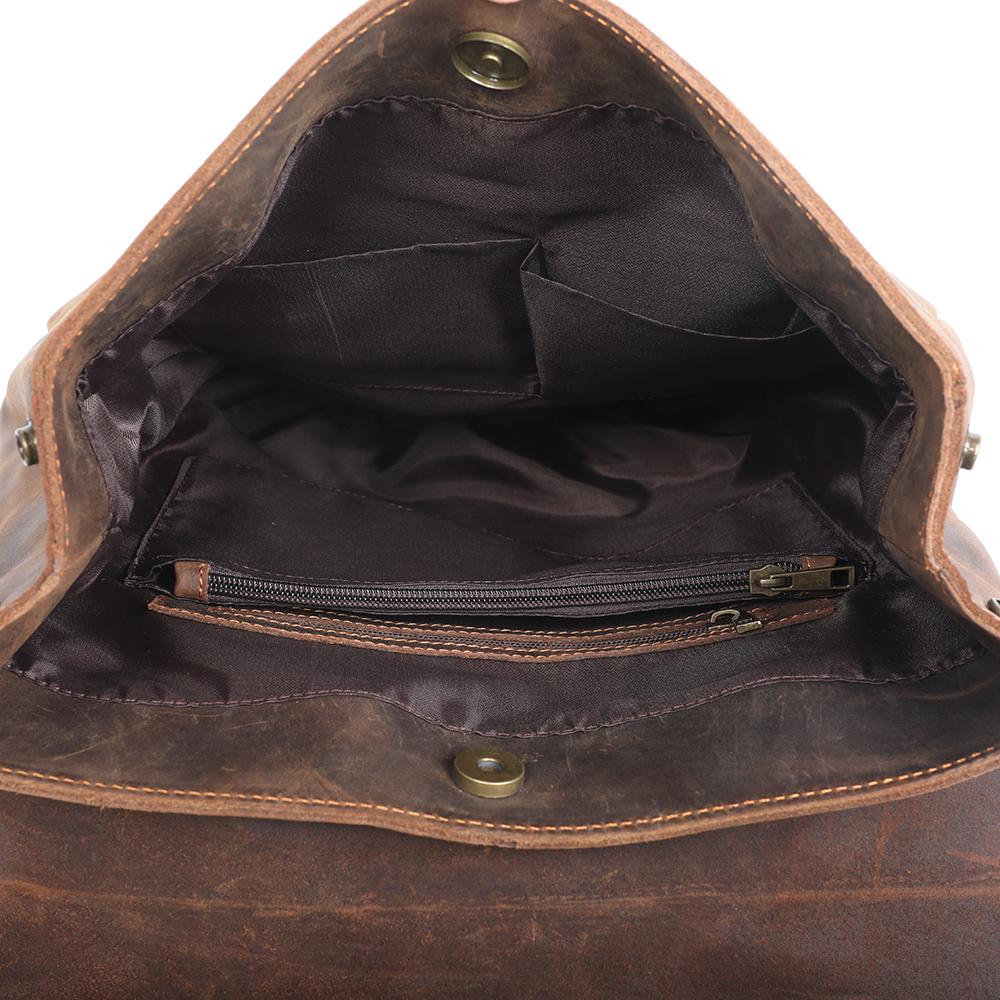 Retro Leather School Backpack for Men