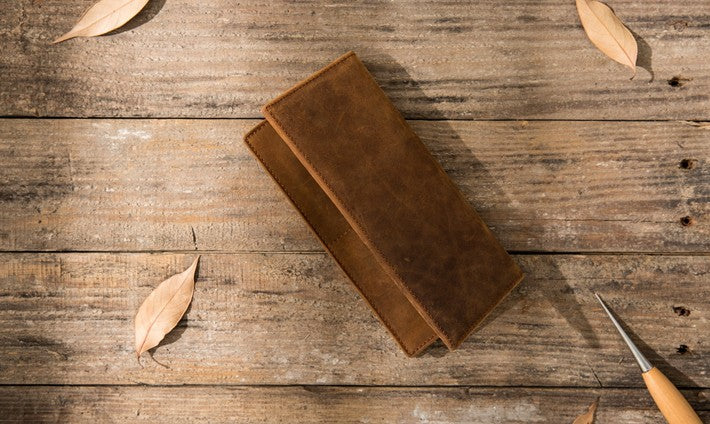 Vintage Slim Cool long Wallet Leather Wallet Bifold Long Wallets