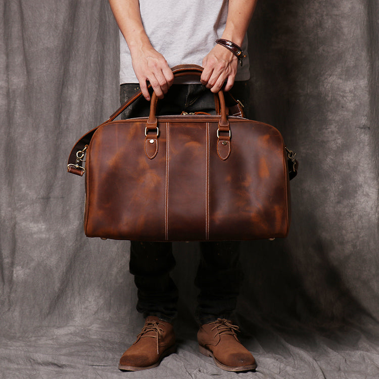 Duffle Bag Simple Vintage Leather Duffel Travel Bag