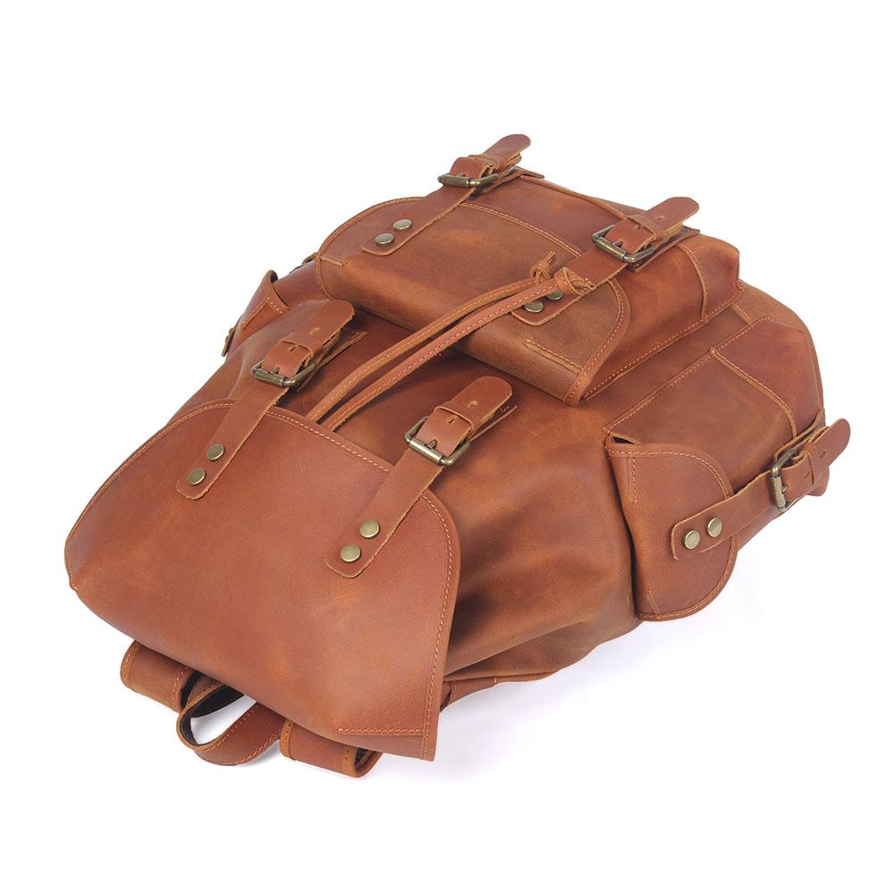 Dark Coffee Leather Full Grain School Backpack