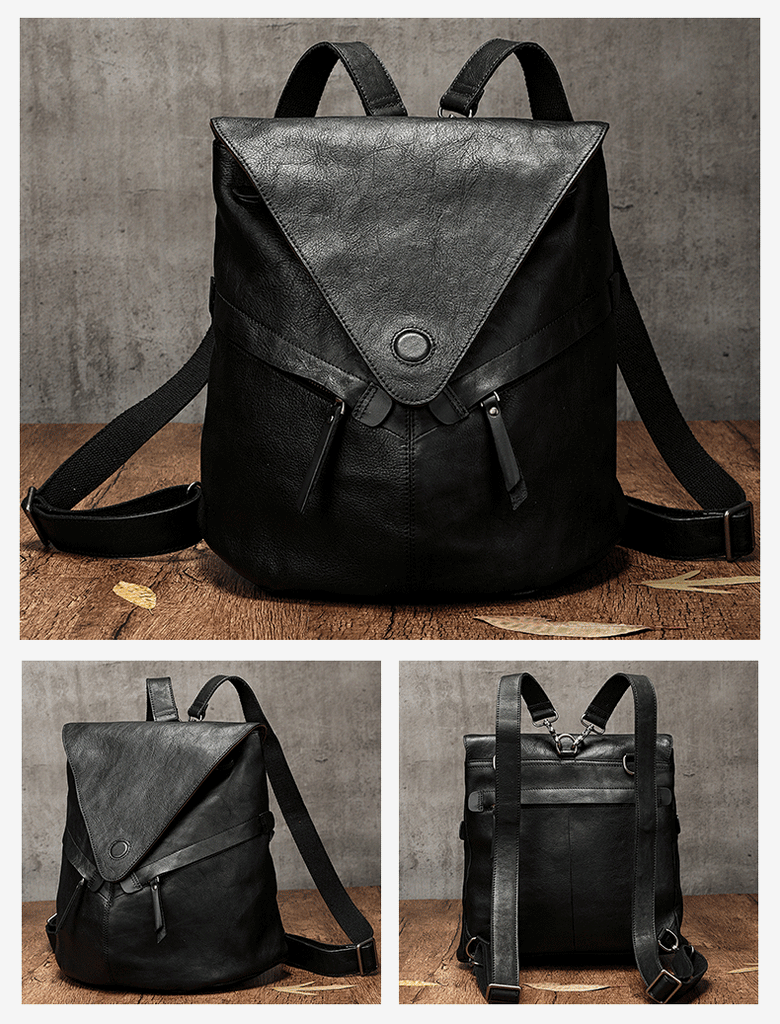 Classic Leather Convertible Backpack Bag