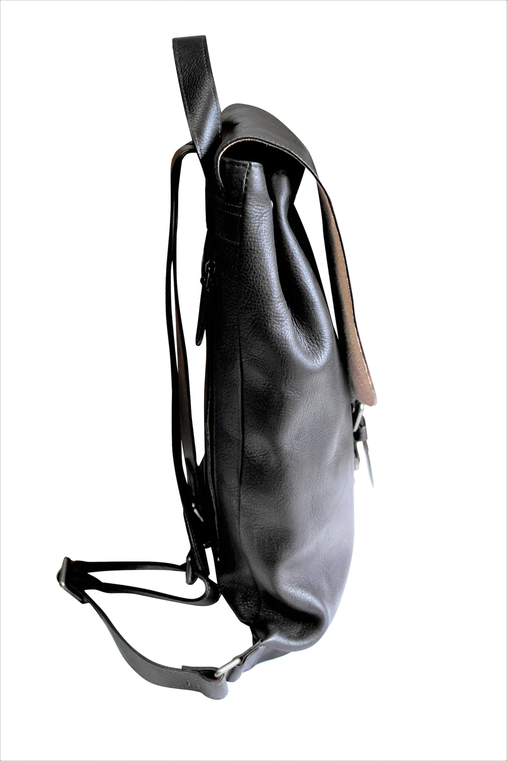 Black Leather Backpack for Women