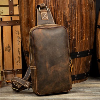 Large Leather Sling Bag for Men