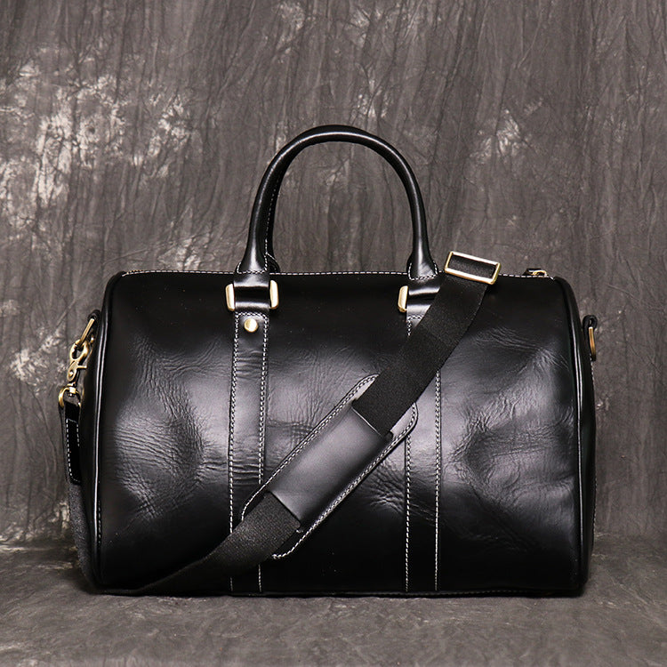 Handmade Natural Crazy Horse Leather Small Men's Travel Bags