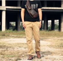 Load image into Gallery viewer, Brown Leather Crossbody Sling Bag for Mens
