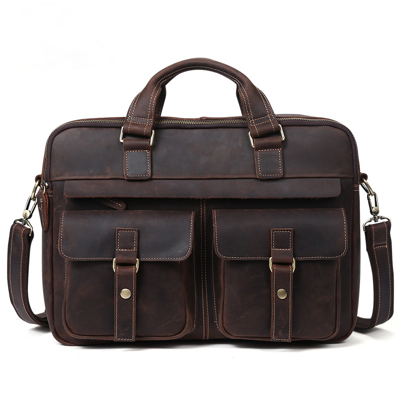 Classic Men Vintage Leather Business Briefcase