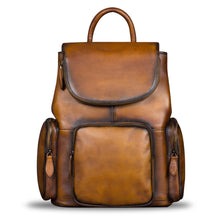 Load image into Gallery viewer, Vintage Womens Brown Leather Backpack Purse Designer Laptop Book Bag for Women
